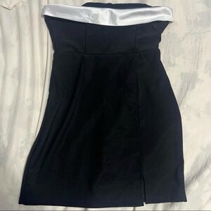 Elegant Black and White Strapless Dress